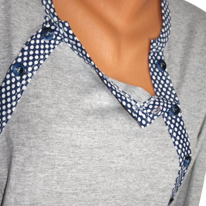 Camasa de alaptare Baby and bird, Grey-Navy, Maneca Lunga  BebePrice [4]