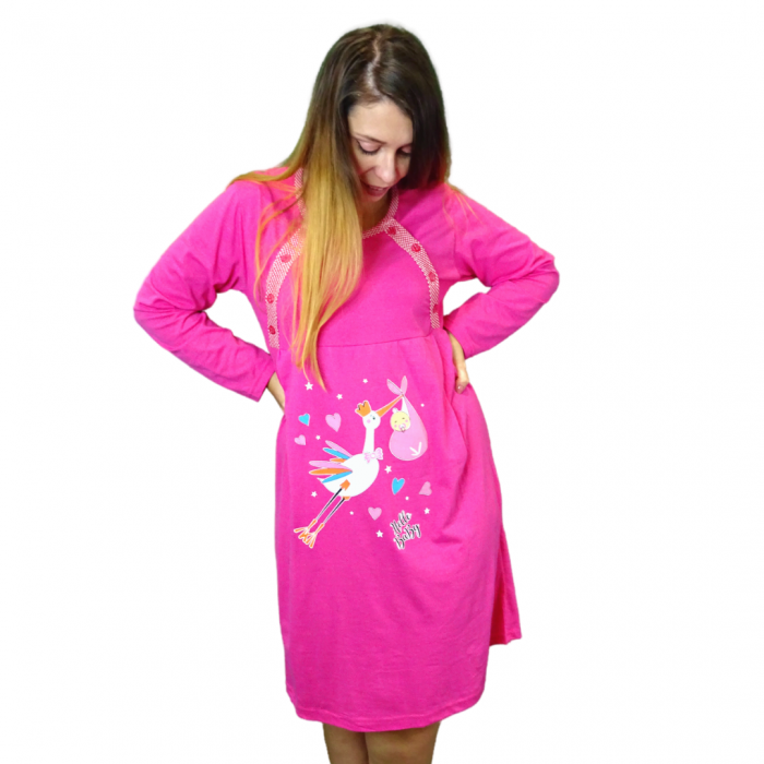 Camasa de alaptare, Baby Birds, Ciclame, maneca lunga [2]