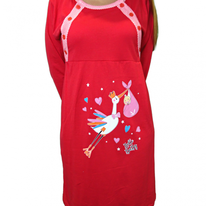 Camasa de alaptare Baby Birds, Red, Maneca Lunga BebePrice [4]