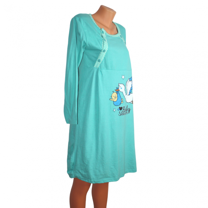 Camasa de alaptare Baby Shower, Green, Maneca Lunga BebePrice [2]