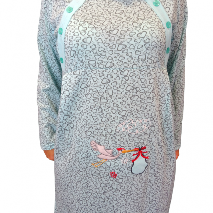 Camasa de alaptare Baby Hearts, Turquoise, Maneca Lunga BebePrice [4]