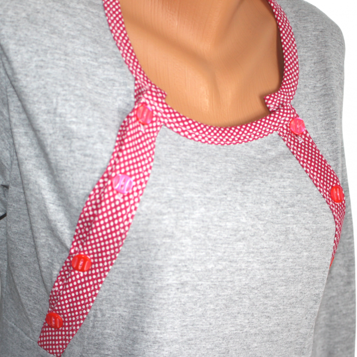 Camasa de alaptare Baby and bird, Grey-Pink , Maneca Lunga BebePrice [3]