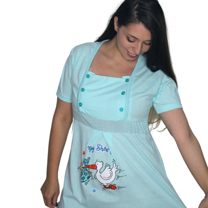 Camasa de alaptare, Baby Shower, turquoise, maneca scurta [4]