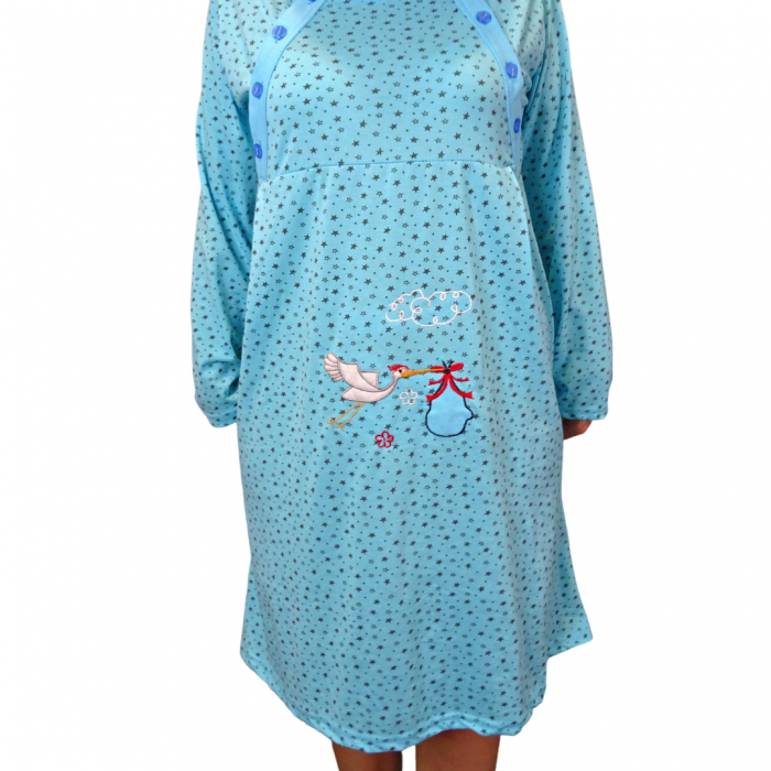Camasa de alaptare Baby Stars, Blue, Maneca Lunga BebePrice [4]