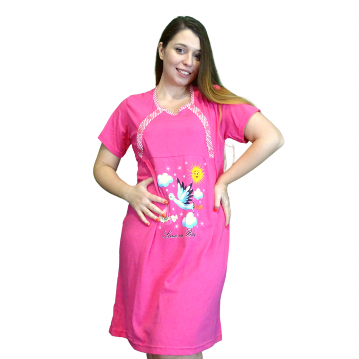 Camasa de alaptare Ciclame Bird, Baray, Maneca scurta, BebePrice [3]