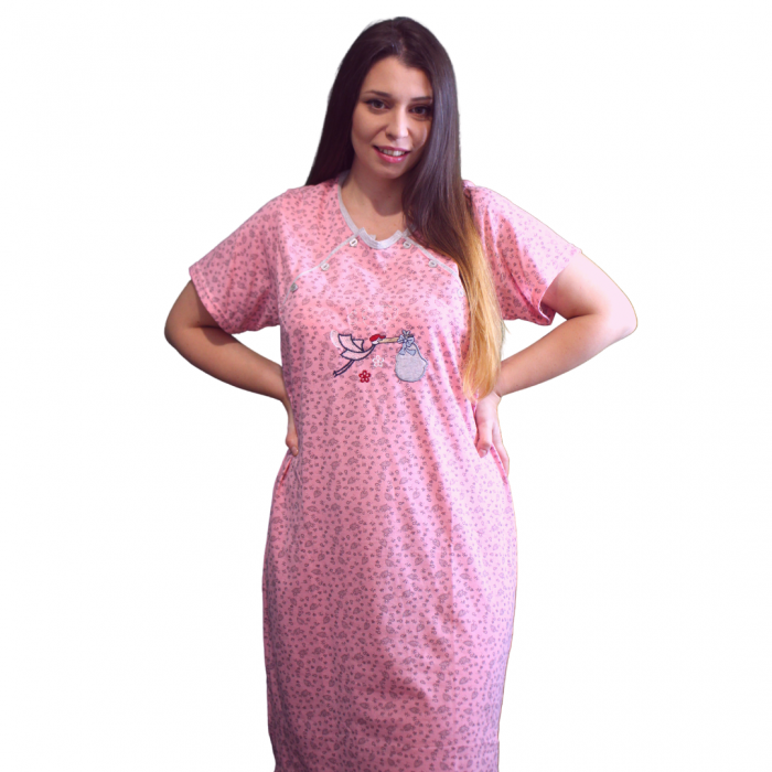 Camasa de alaptare Clarice, Pink, maneca scurta [2]