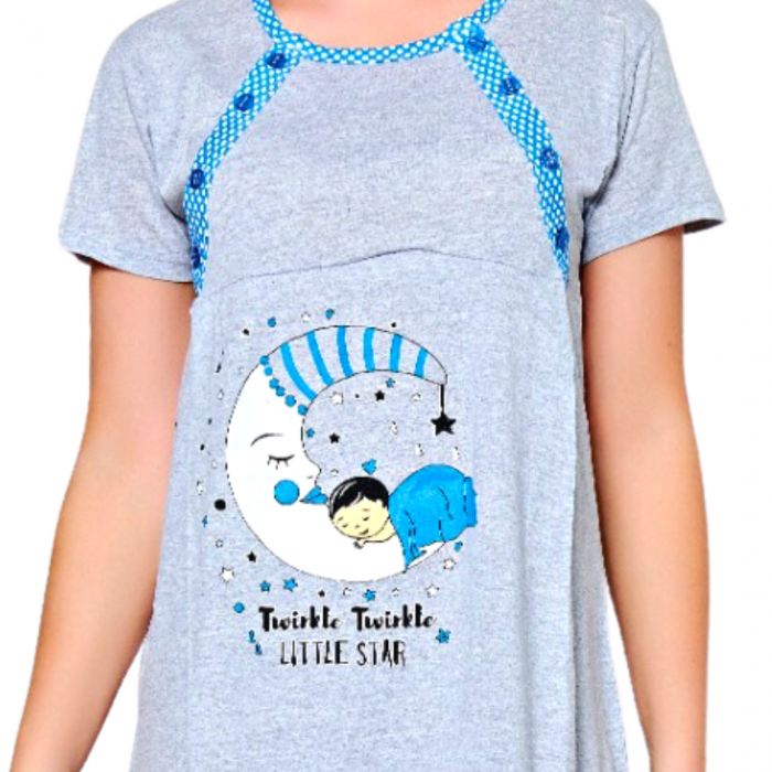 Camasa de alaptare Grey-Blue, Baray, Maneca scurta, BebePrice [4]