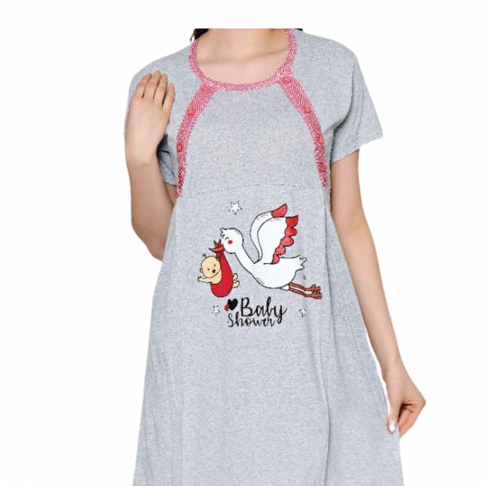 Camasa de alaptare Grey-Red, Baray, Maneca scurta, BebePrice [4]