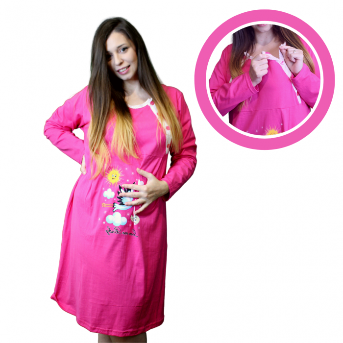 Camasa de alaptare, Love Me Baby, Ciclame, maneca lunga [2]