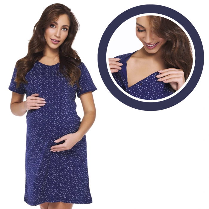 Camasa de alaptare, Little Hearts, Navy, Maneca Scurta , Bebeprice [5]