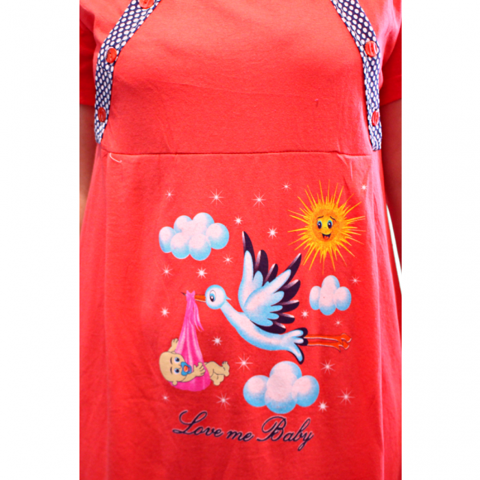 Camasa de alaptare, Love Me Baby, Red, maneca scurta [4]