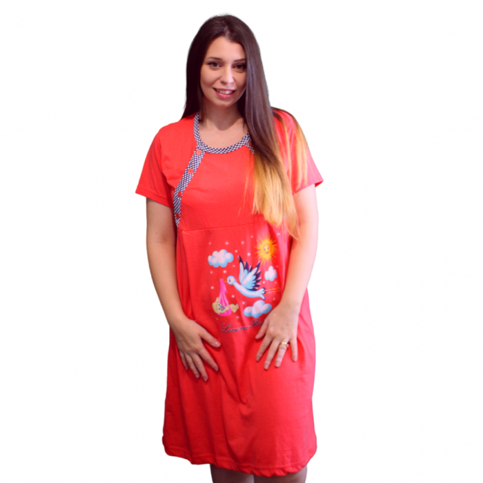 Camasa de alaptare, Love Me Baby, Red, maneca scurta [2]