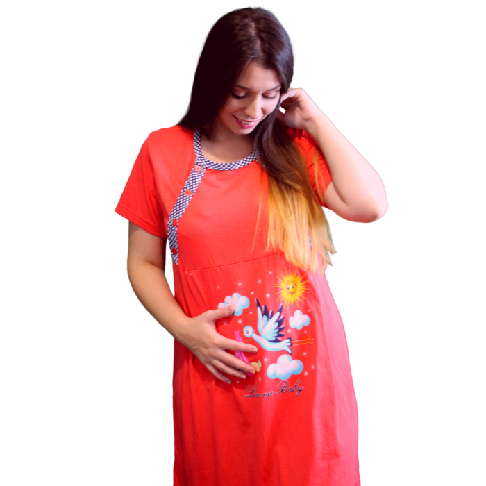 Camasa de alaptare, Love Me Baby, Red, maneca scurta [3]