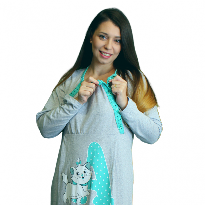 Camasa de alaptare, Pretty Cat, Baray, Grey, maneca lunga [5]