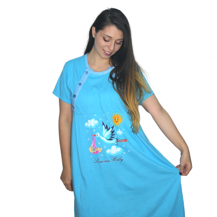 Camasa de alaptare, Love Me Baby, Cielo, maneca scurta [5]