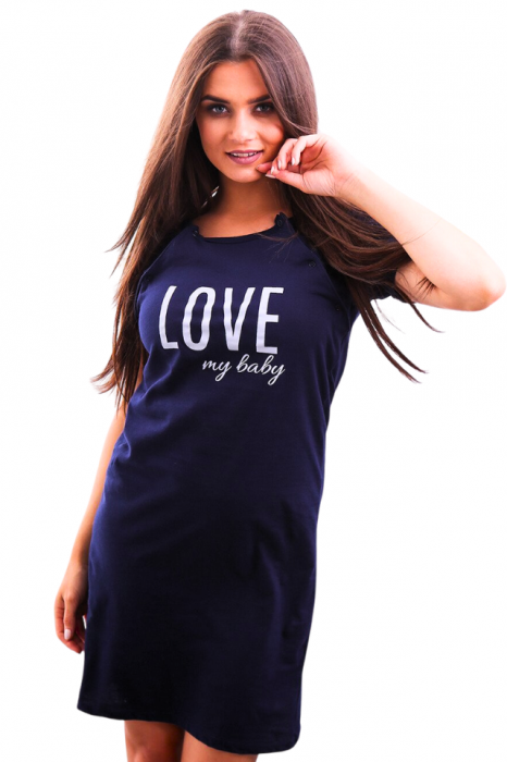 Camasa de alaptare, Love my Baby, Navy, Maneca Scurta , BebePrice [6]