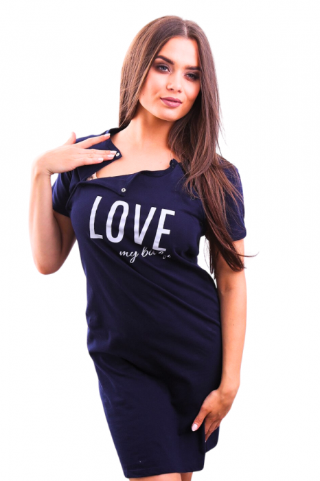 Camasa de alaptare, Love my Baby, Navy, Maneca Scurta , BebePrice [5]