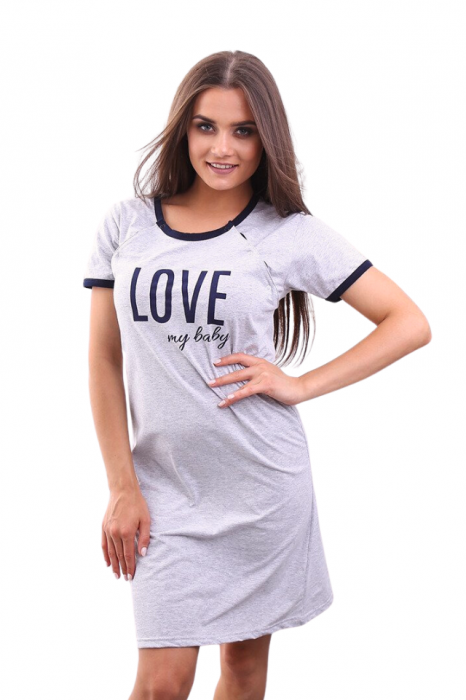 Camasa de alaptare, Love my Baby, Grey, Maneca Scurta , BebePrice [7]