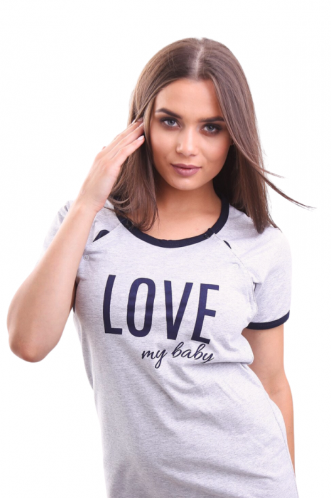Camasa de alaptare, Love my Baby, Grey, Maneca Scurta , BebePrice [6]