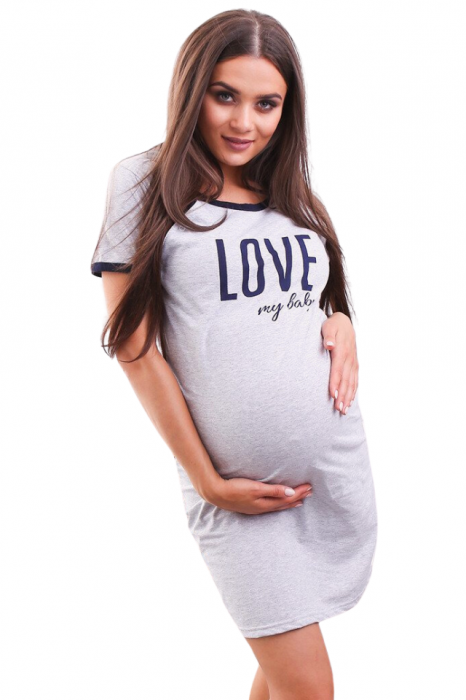 Camasa de alaptare, Love my Baby, Grey, Maneca Scurta , BebePrice [2]