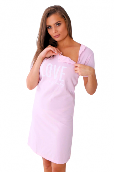 Camasa de alaptare, Love my Baby, Pink, Maneca Scurta, BebePrice [10]