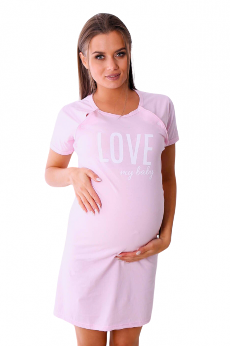 Camasa de alaptare, Love my Baby, Pink, Maneca Scurta, BebePrice [8]