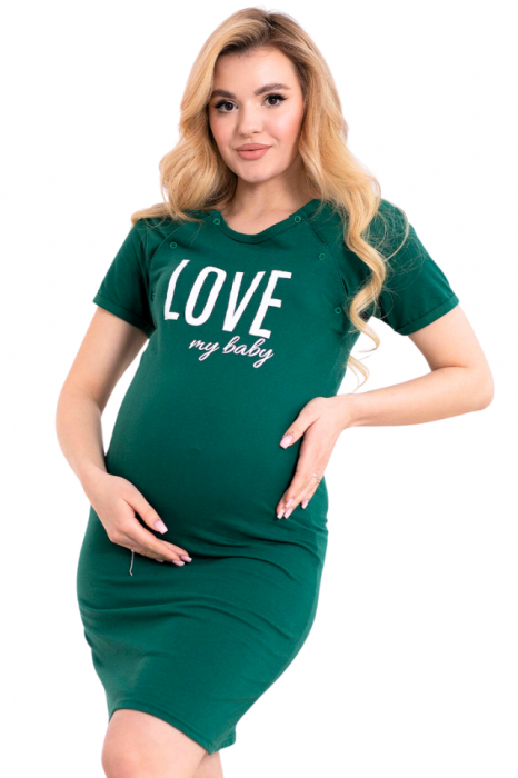 Camasa de alaptare, Love my Baby, Green, Maneca Scurta, BebePrice [4]