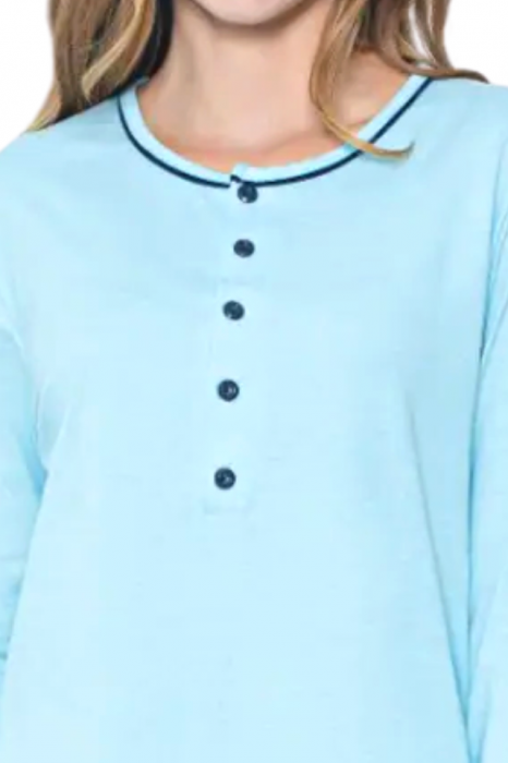 Camasa de alaptare, Riviera, Aqua Blue, Maneca Lunga , Bebeprice [3]