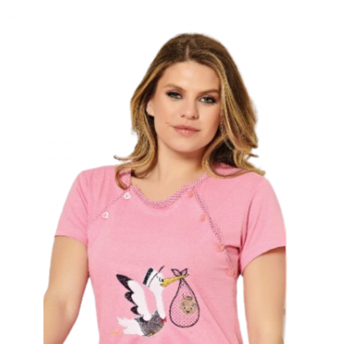 Camasa de alaptare Pink Bird, Baray, Maneca scurta, BebePrice [4]