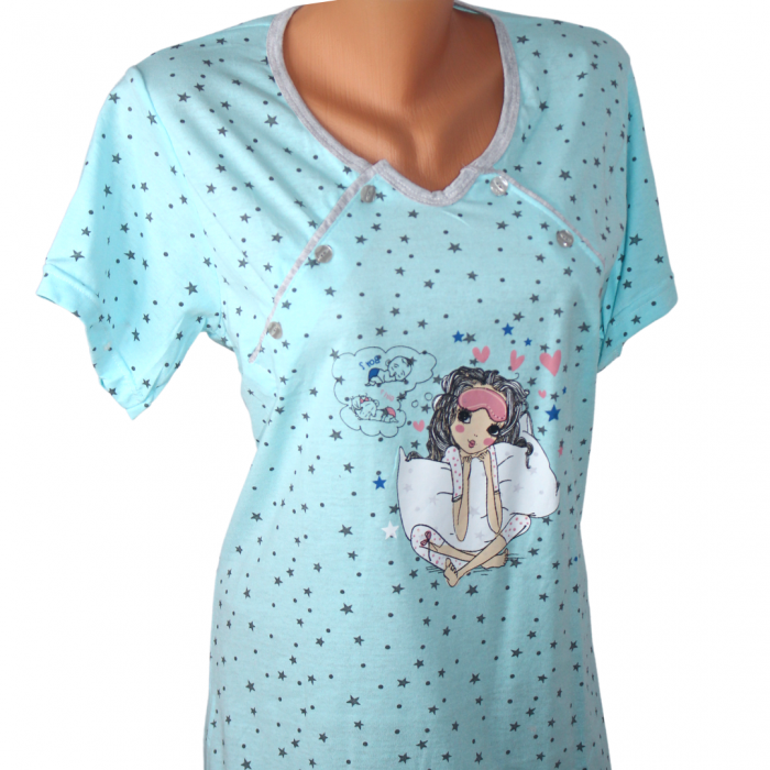 Camasa de alaptare  Pretty Lady, Blue, maneca scurta [2]