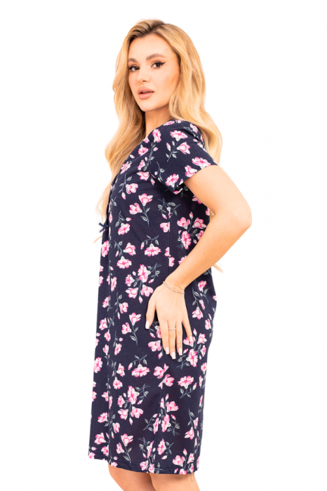 Camasa de alaptare, Floralis, Navy-Purple,Maneca Scurta, Bebeprice [8]