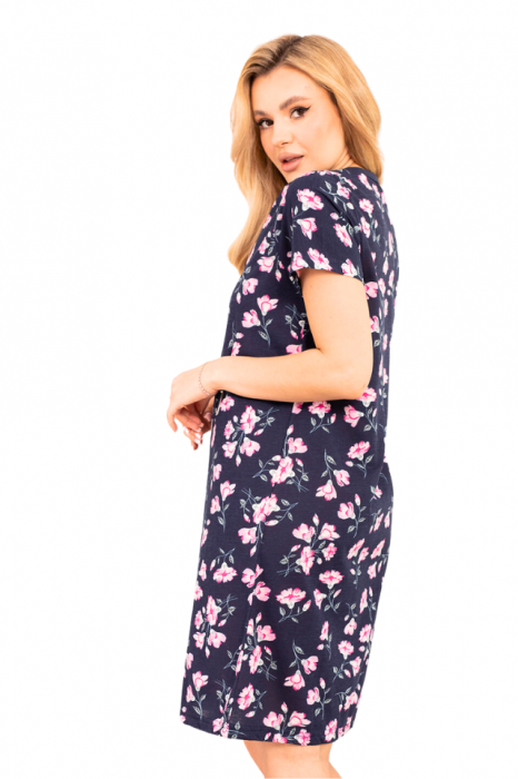 Camasa de alaptare, Floralis, Navy-Purple,Maneca Scurta, Bebeprice [9]