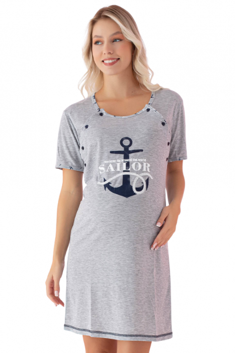 Camasa de alaptare, Sailor, Grey-Sea, Maneca Scurta, Bebeprice [3]