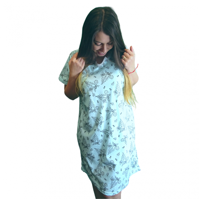 Camasa de alaptare Sensitive Leaf Blue, Betul, Maneca scurta, BebePrice [3]