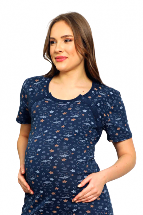Camasa de alaptare, Interstellar, Dark Navy, Maneca Scurta, Bebeprice [2]