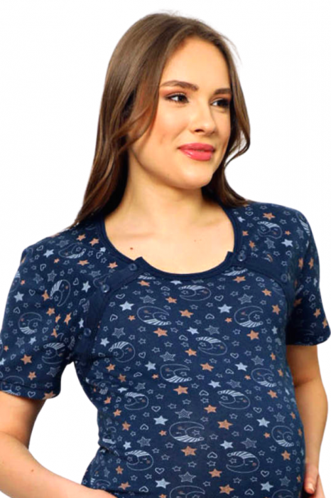 Camasa de alaptare, Interstellar, Dark Navy, Maneca Scurta, Bebeprice [4]