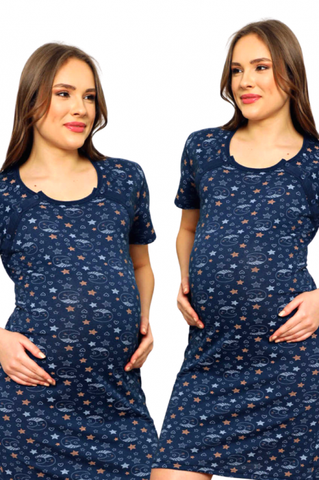 Camasa de alaptare, Interstellar, Dark Navy, Maneca Scurta, Bebeprice [6]