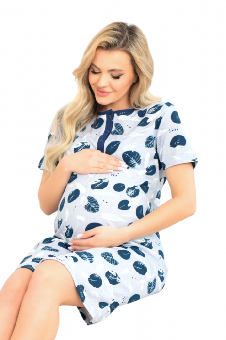 Camasa de alaptare, Florenta, Blue-Grey, Maneca Scurta, Bebeprice [5]