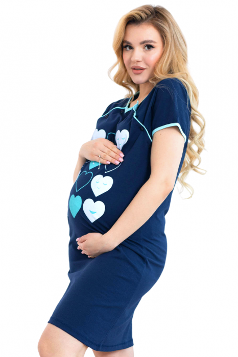 Camasa de alaptare, Venice, Blue-Turquoise, Maneca Scurta, Bebeprice [4]