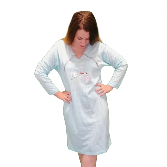 Camasa alaptare Blue-Glitter Maneca Lunga BebePrice [4]