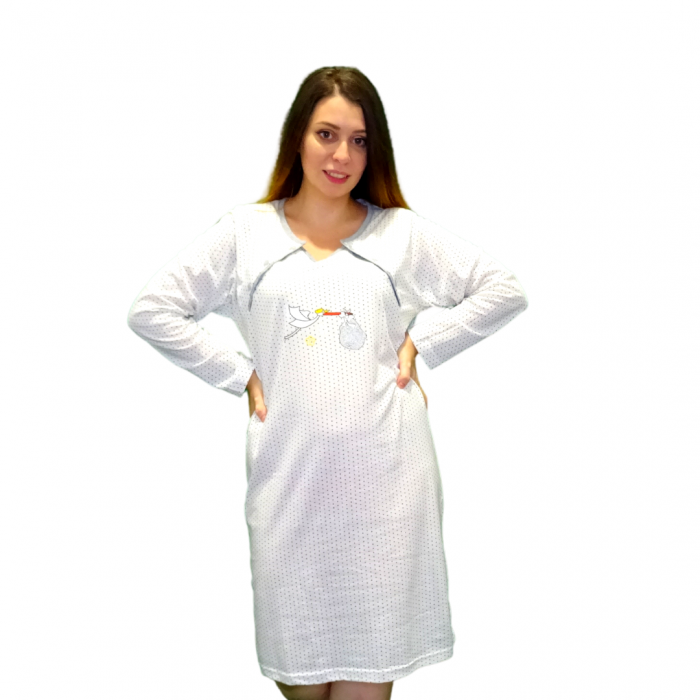 Camasa alaptare White-Glitter Maneca Lunga BebePrice [5]