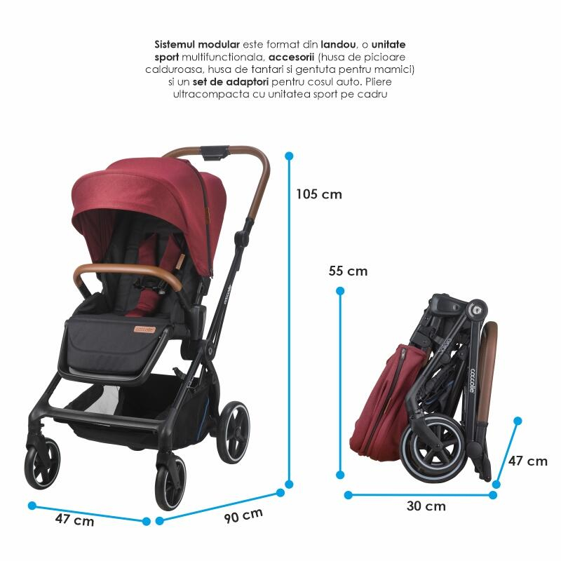 BBP-322065221325080000 Carucior modular 3 in 1 Saliara Cabernet cu Scoica auto i Size Knox Black sistem i-Size si centura de siguranta in 5 puncte BebePrice.ro [24]