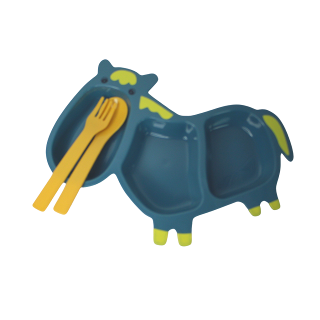 Castron din plastic cu tacamuri, Horse, Blue [3]