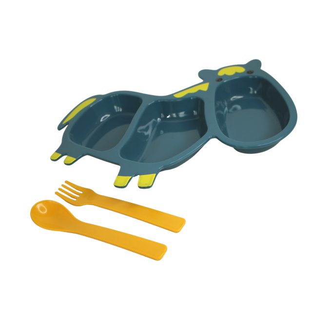 Castron din plastic cu tacamuri, Horse, Blue [2]