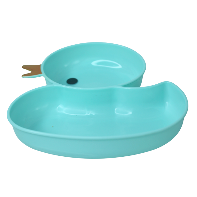 Castron din plastic cu tacamuri, Duck, Blue [3]