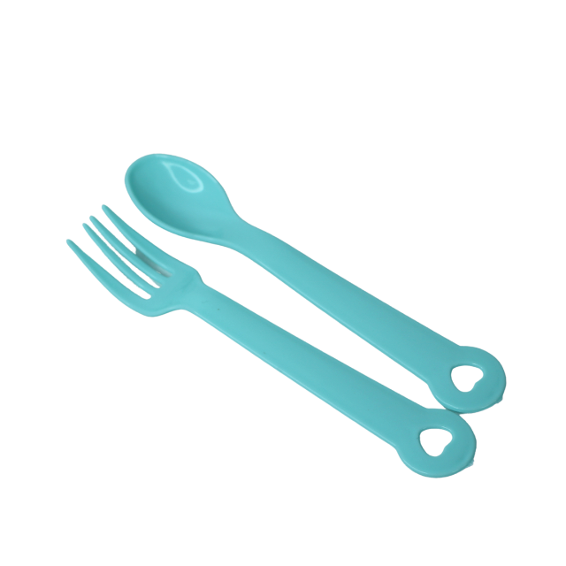 Castron din plastic cu tacamuri, Duck, Blue [4]