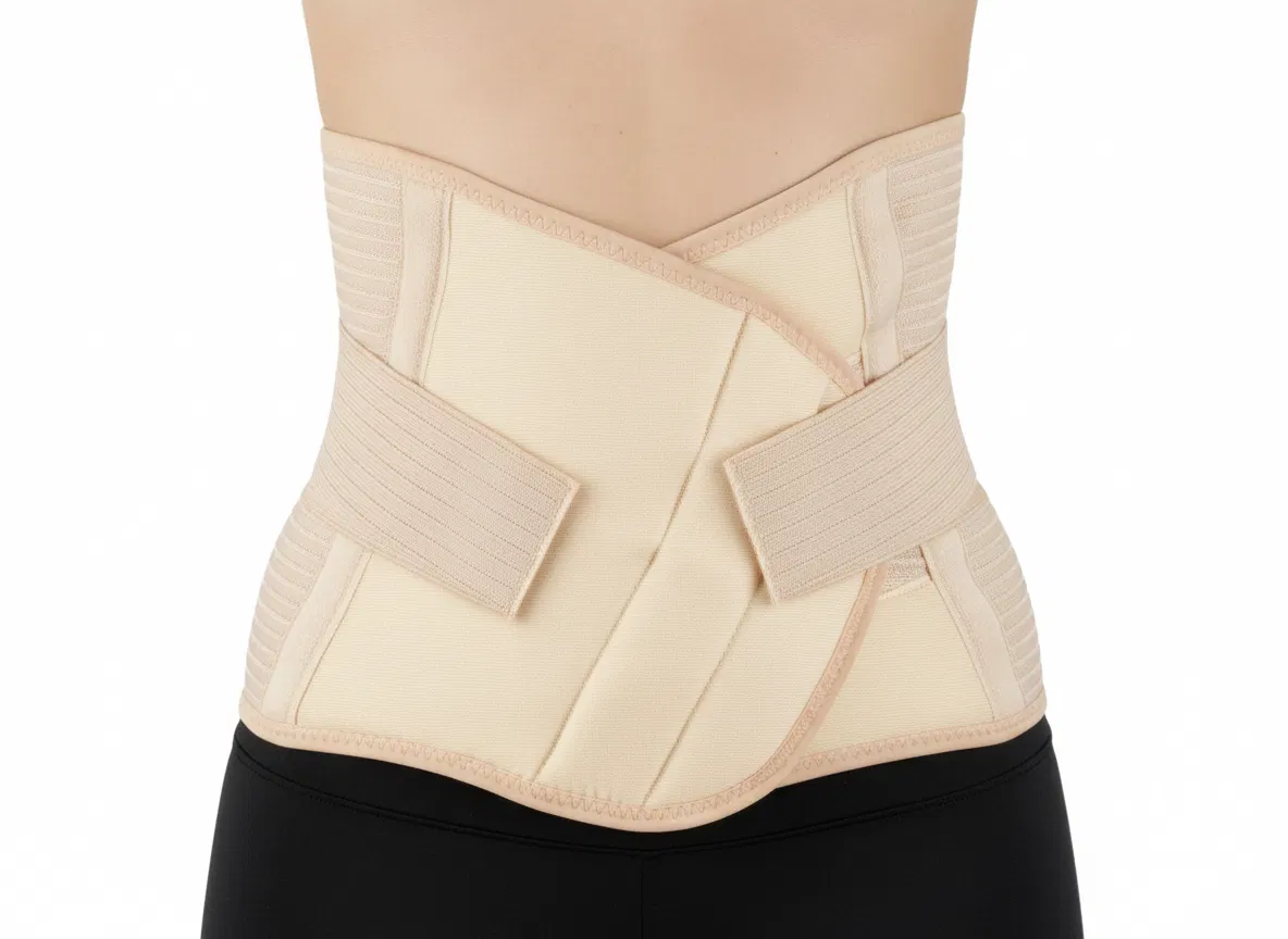 Centura abdominala modelatoare postnatala PREMIUM, prindere velcro, Beige [6]
