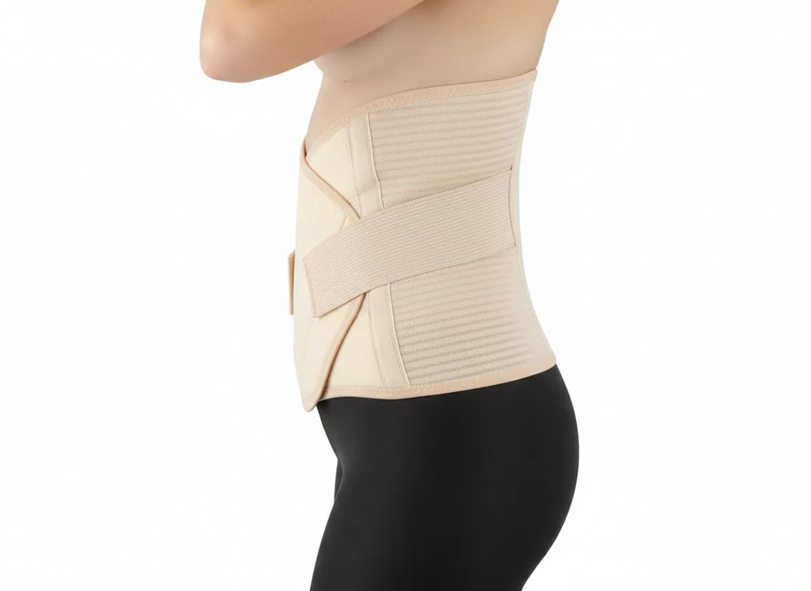 Centura abdominala modelatoare postnatala PREMIUM, prindere velcro, Beige [7]