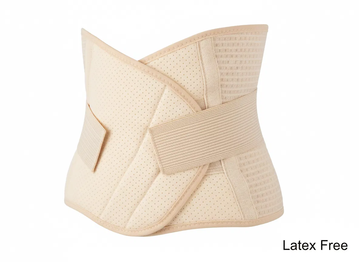Centura abdominala modelatoare postnatala PREMIUM, prindere velcro, Beige [8]
