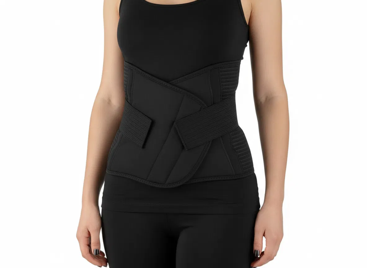 Centura abdominala modelatoare postnatala PREMIUM, prindere velcro, Black [9]